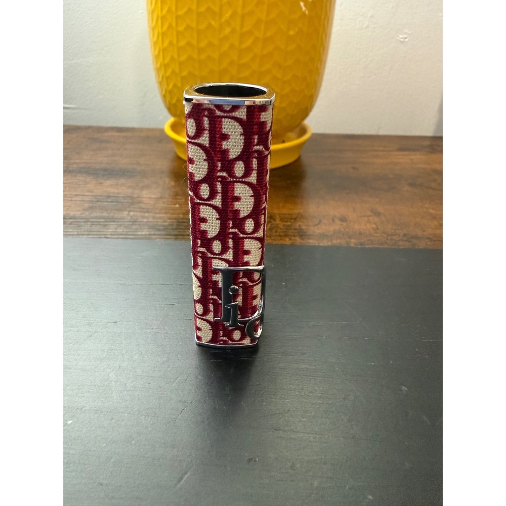 Christian Dior Addict Lipstick Case Burgundy Oblique Monogram Refillable new